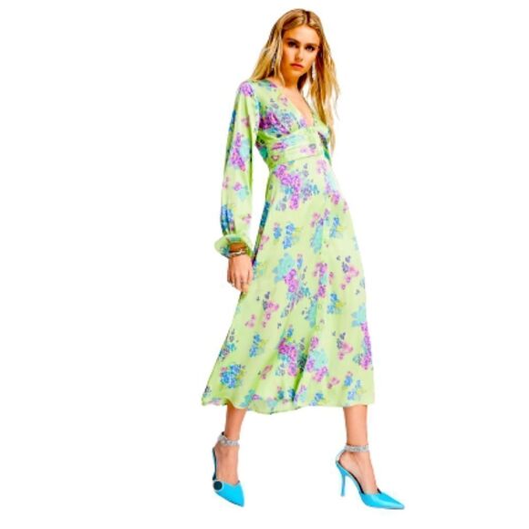 ASOS DESIGN button through midi tea dress with fluted sleeves  floral print. NWT - Picture 2 of 9